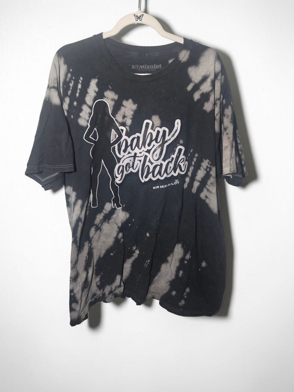 Black & Gray Tie-Dye Graphic Tee - "Baby Got Back"